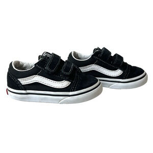 Vans Little Kids Infant Sz 6.5 Black Suede/Canvas Sneakers Shoes Snap On Low Top
